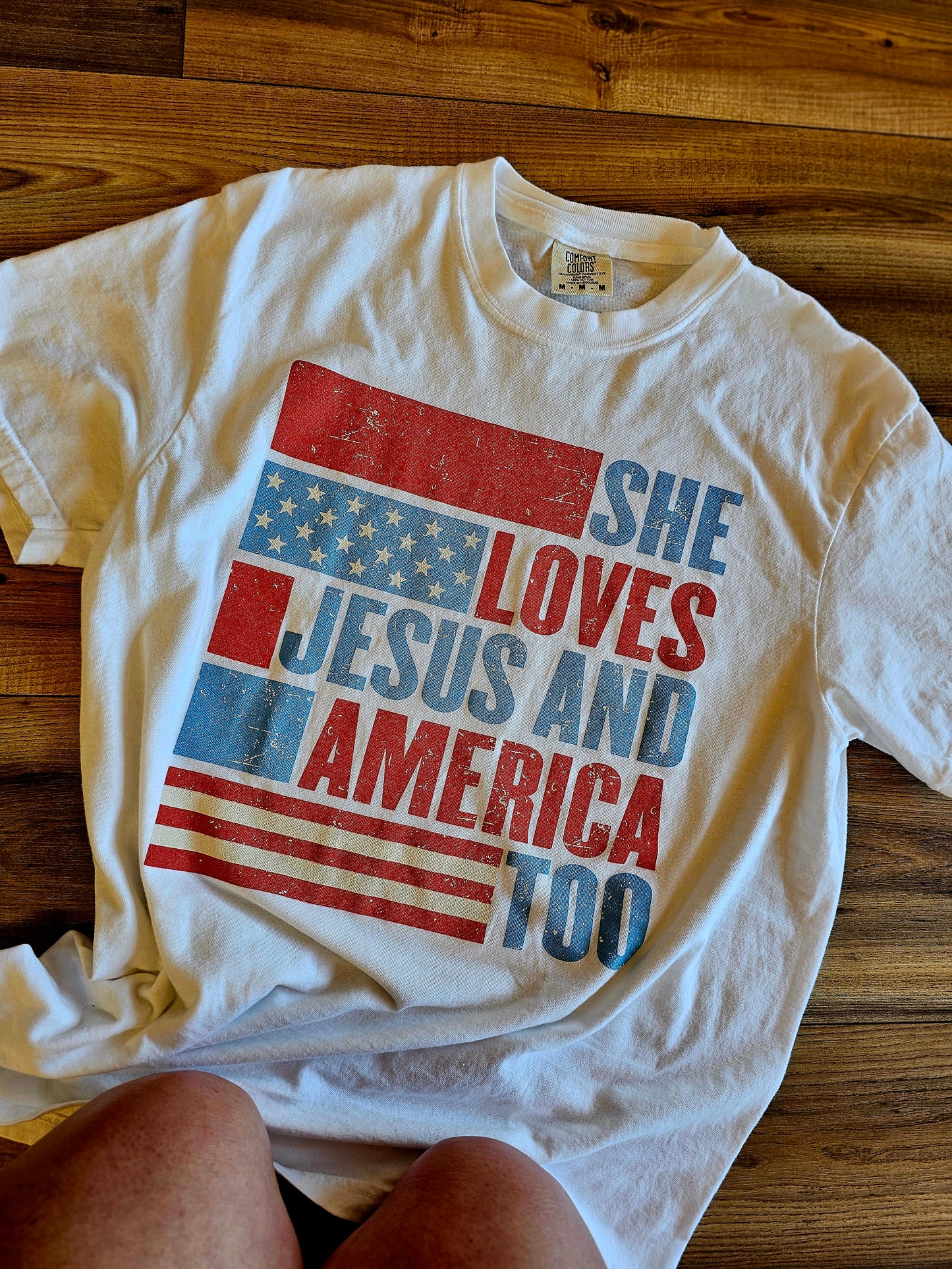She Loves Jesus & America Too Tee