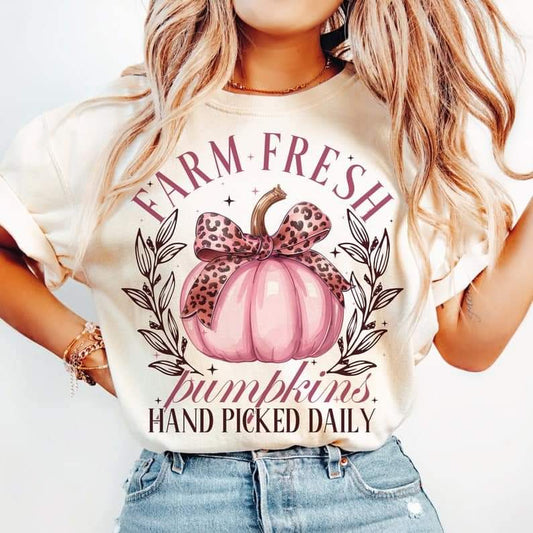 Pink Farm Fresh Pumpkins Tee