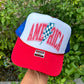 America Bolt DTF Printed Blue/Red/White Trucker Hat
