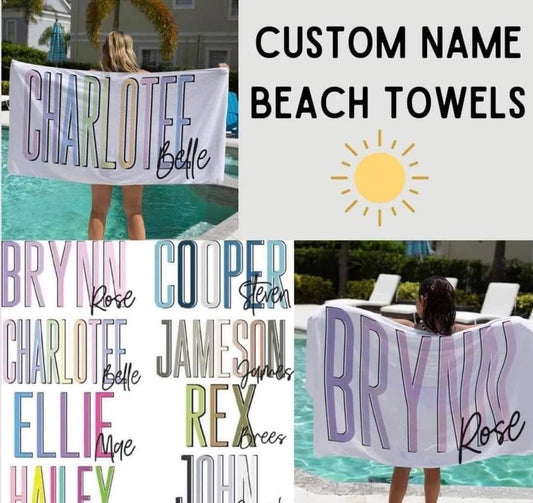 Custom name beach towel